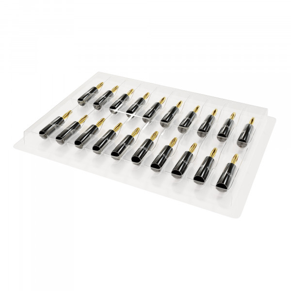 ONE 4-mm-Bananenstecker mit Kunststoffgehäuse, rückseitige Kabeleinführung, 20 Stück